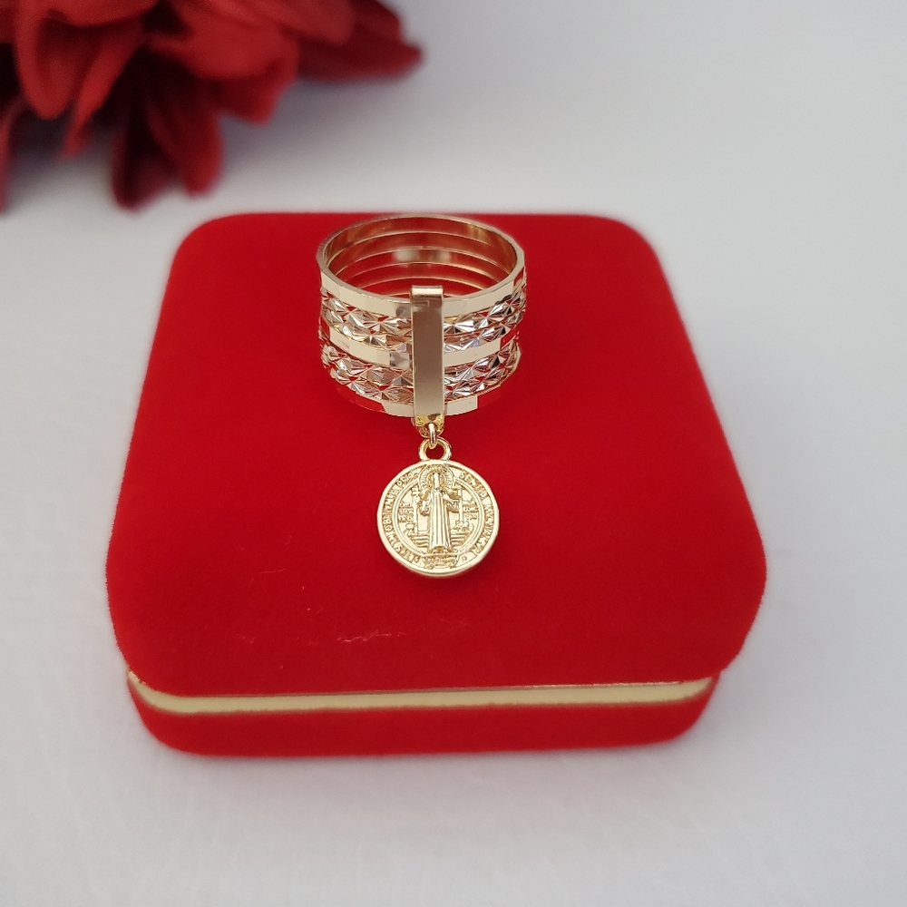 St Benedict 7 Band Gold Plated Ring